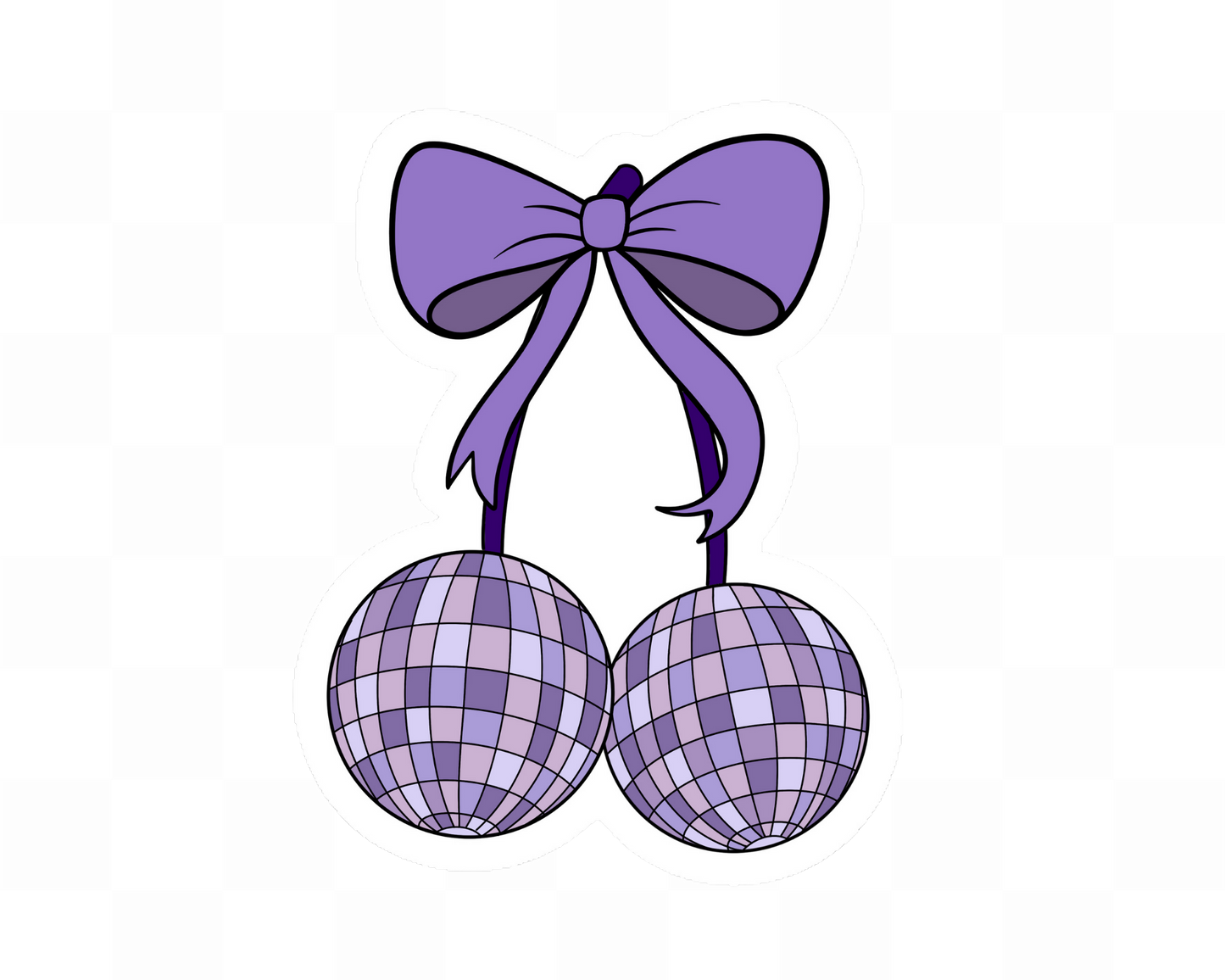 Disco Balls Cherry Bow Sticker Coloured Sticker