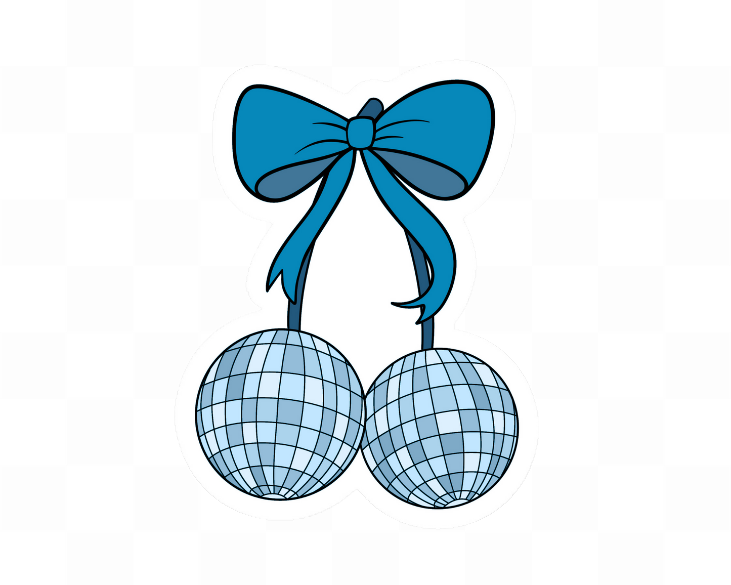 Disco Balls Cherry Bow Sticker Coloured Sticker