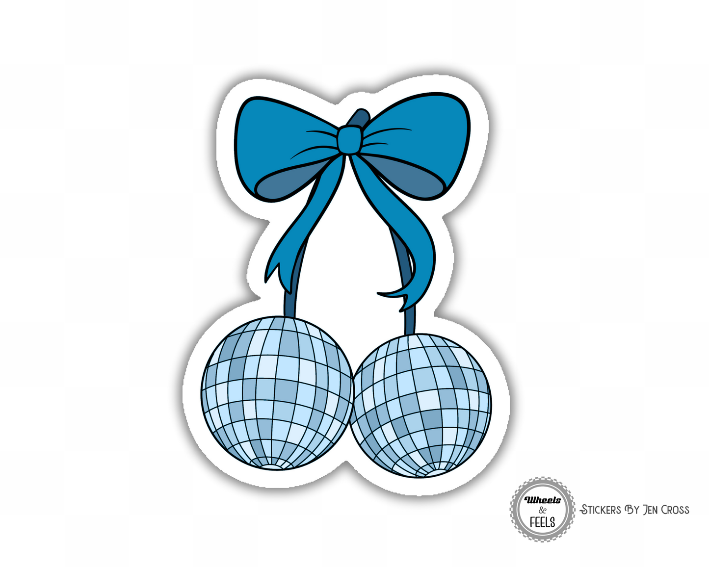 Disco Balls Cherry Bow Sticker Coloured Sticker