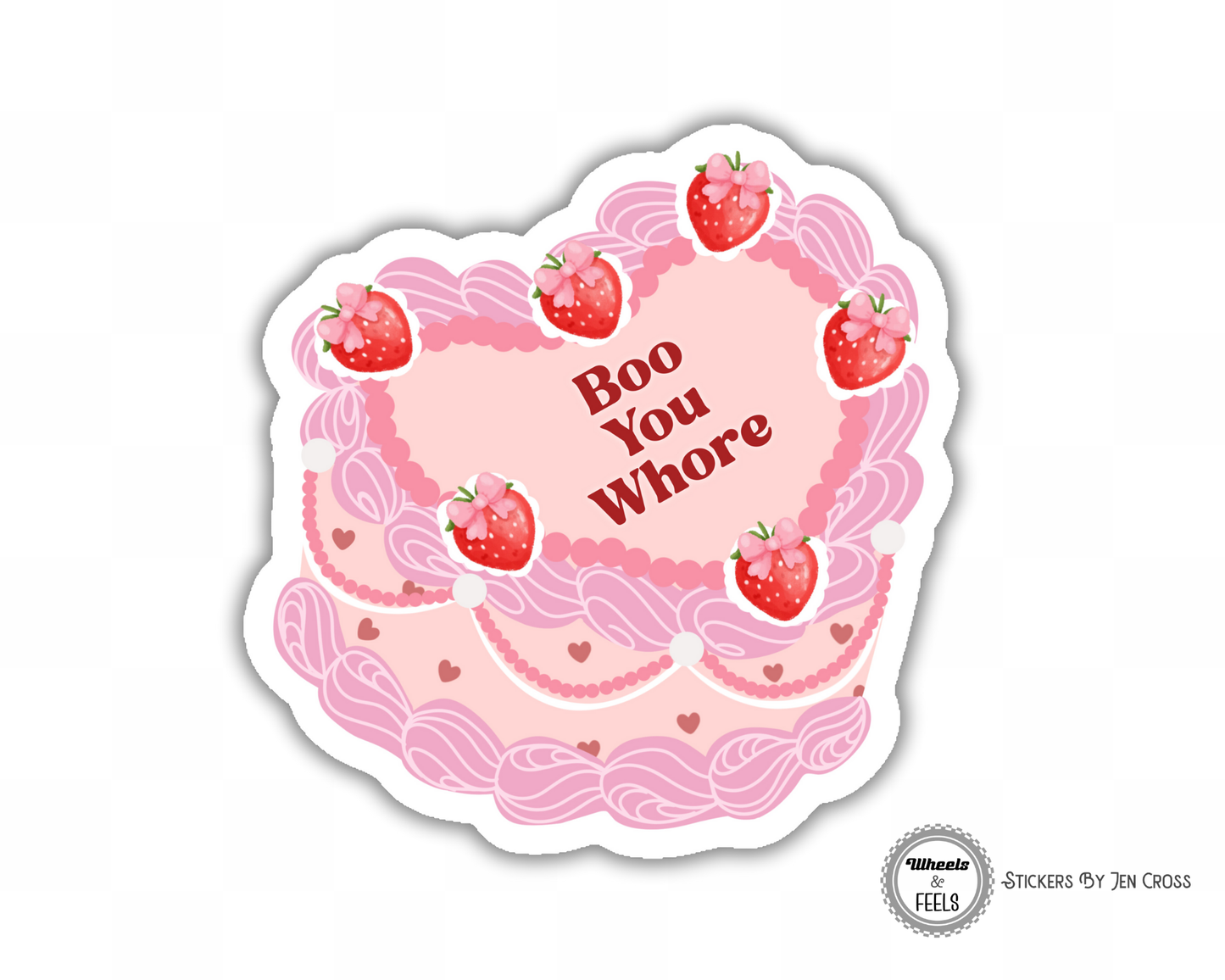 Vintage Heart Cake Saying Adult Sticker