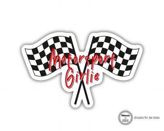 Motorsport Girlie Checkered Flag Sticker