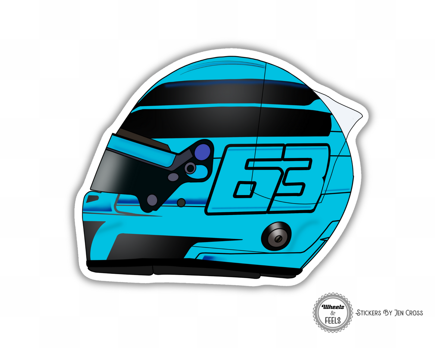 Russell Inspired Blue Race Helmut 2024 Sticker