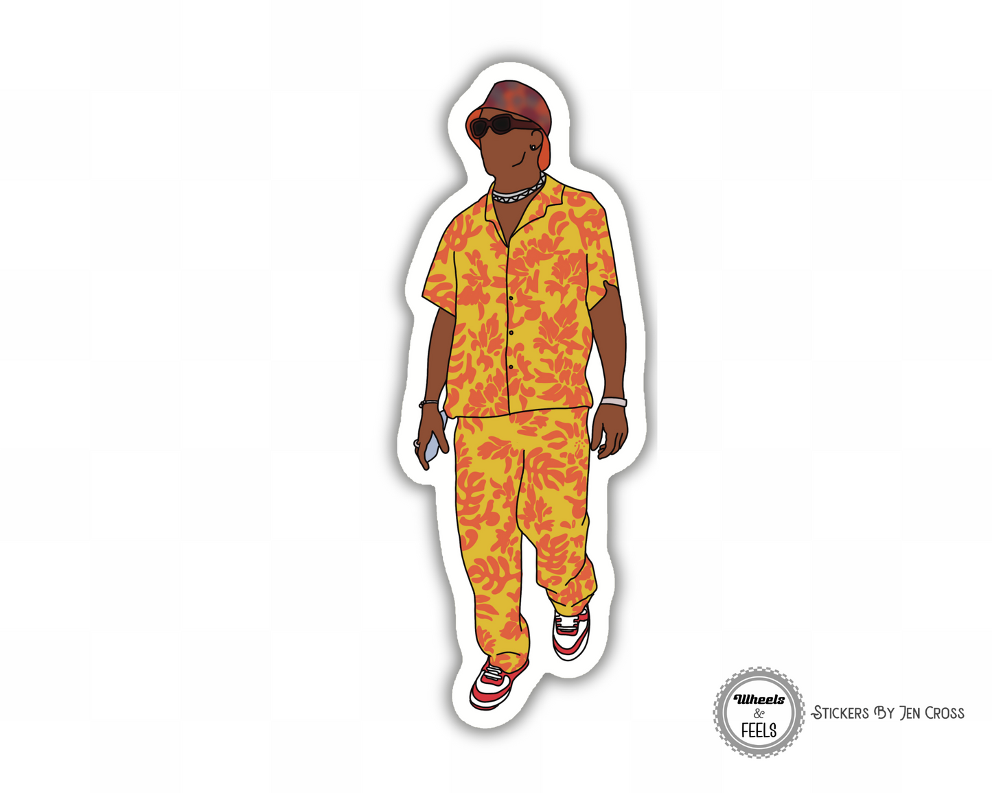 Lewis Coachella Outfit Orange and Yellow Flowers Sticker