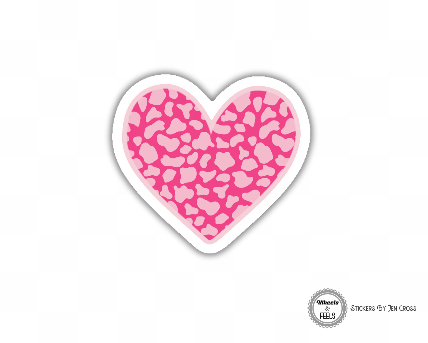 Heart Pink Cow print cowboy Sticker