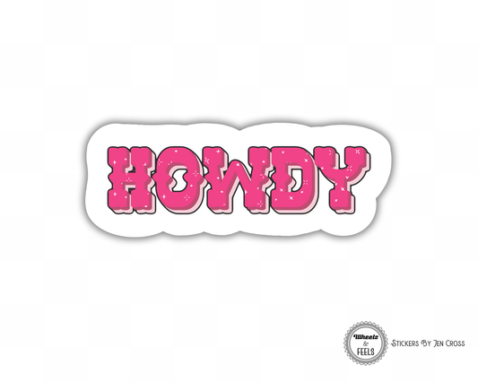 Howdy Pink Cow print cowboy Sticker