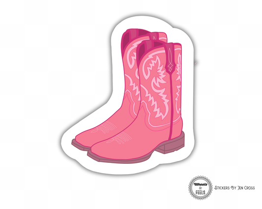 Pink Cowboy Boot Sticker