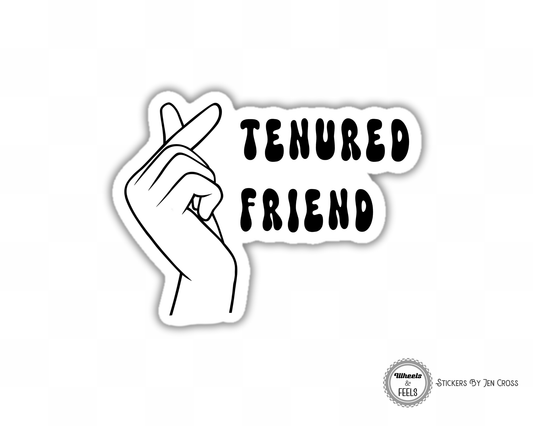 Tenured Friend Hand Heart Sticker