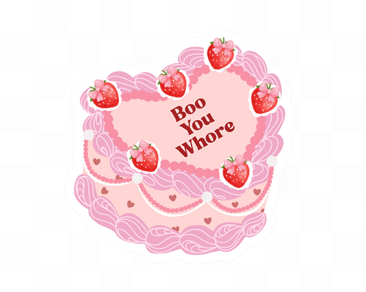 Vintage Heart Cake Saying Adult Sticker